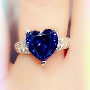 Tanzanite Heart & Topaz Sterling Silver Gemstone Ring